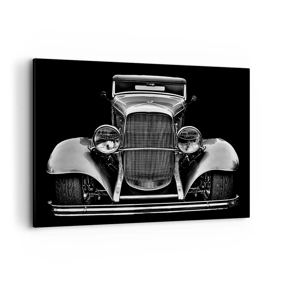 Cuadro sobre lienzo - Impresión de Imagen - Un coche clásico en blanco y negro. - 100x70cm - Un verdadero caballero - Decoración de pared moderna para salón y dormitorio ARTTOR