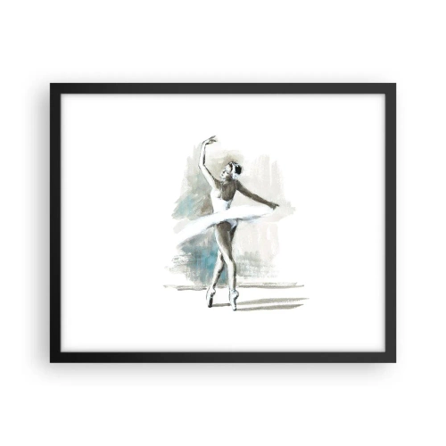 Póster en marco negro - Encantada por un cisne - 50x40 cm