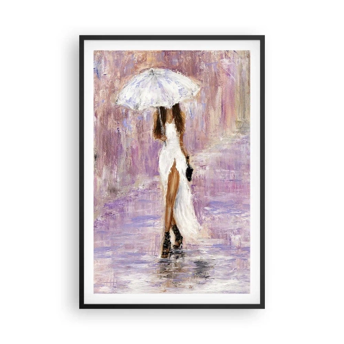 Póster en marco negro - En la lluvia de lilas - 61x91 cm