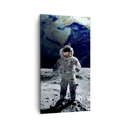 Cuadro sobre lienzo - Impresión de Imagen - Saludos desde la Luna - 45x80 cm