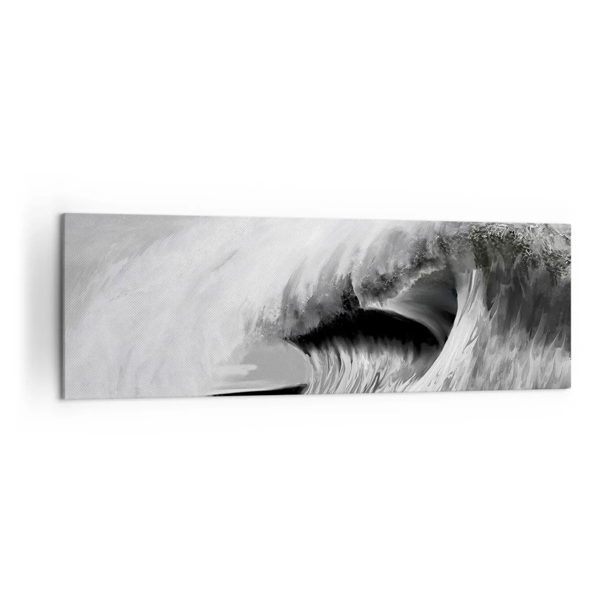 Cuadro sobre lienzo - Impresión de Imagen - Ola oceánica dramática en monocromo - 160x50cm - La ira del océano - Decoración de pared moderna para salón y dormitorio ARTTOR