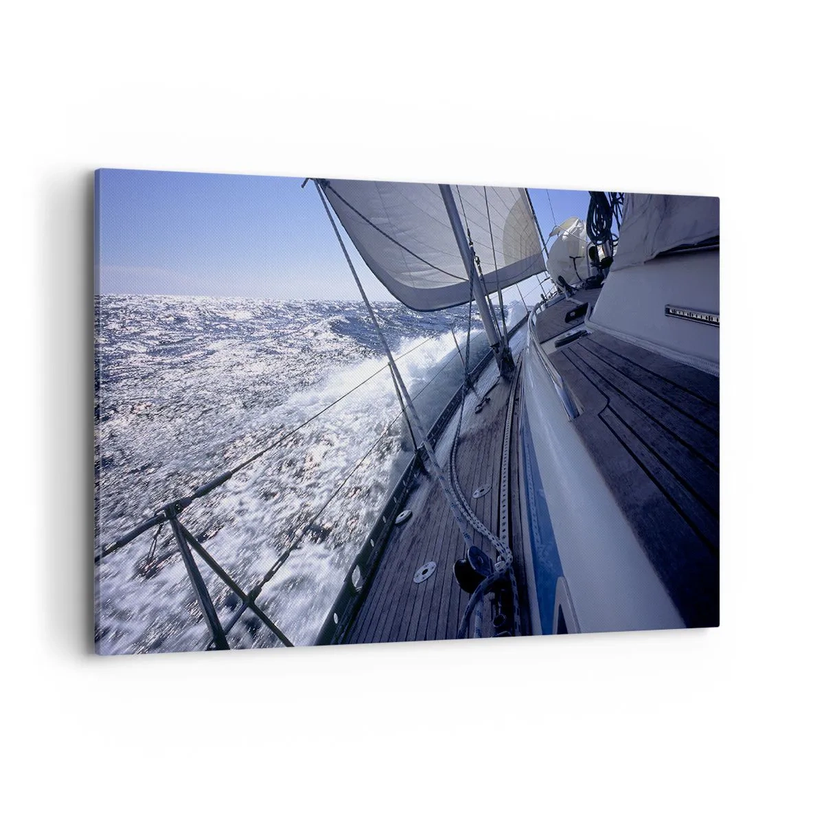 Cuadro sobre lienzo - Impresión de Imagen - Un velero en un mar tempestuoso con velas blancas y una cubierta de madera. - 120x80cm - Sé lo que es ser un pájaro - Decoración de pared moderna para salón y dormitorio ARTTOR