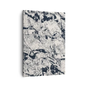 Cuadro sobre lienzo - Impresión de Imagen - Composición abstracta en blanco y negro con un diseño dinámico. - 50x70cm - La interpenetración de los opuestos - Decoración de pared moderna para salón y dormitorio ARTTOR