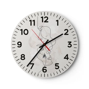 Reloj de pared - Reloj de vidrio - En un abrazo - 30x30 cm