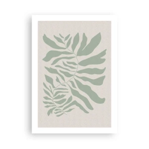 Póster - Una ilustración minimalista de una planta en tonos verdes. - 50x70cm - Rama esmeralda - Decoración de pared moderna para salón y dormitorio ARTTOR