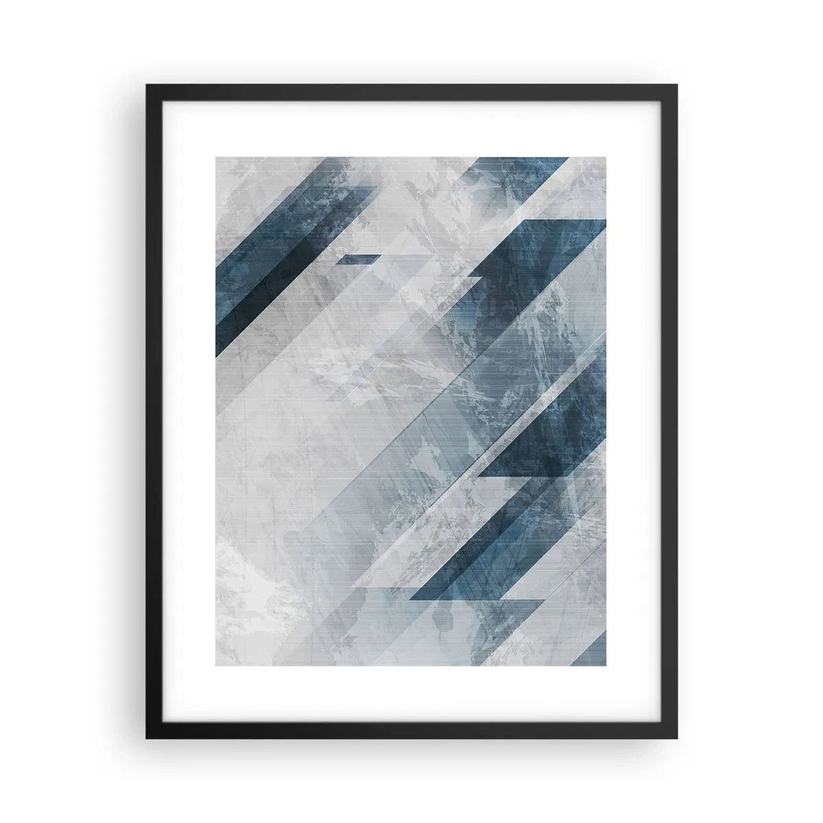 Póster en marco negro - Composición espacial - movimiento de grises - 40x50 cm