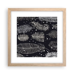 Póster en marco roble claro - Encaje de plumas - 30x30 cm