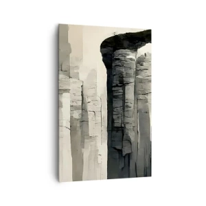 Cuadro sobre lienzo - Impresión de Imagen - Columnas históricas en un entorno monocromático atmosférico - 80x120cm - La majestuosidad de la antigüedad - Decoración de pared moderna para salón y dormitorio ARTTOR