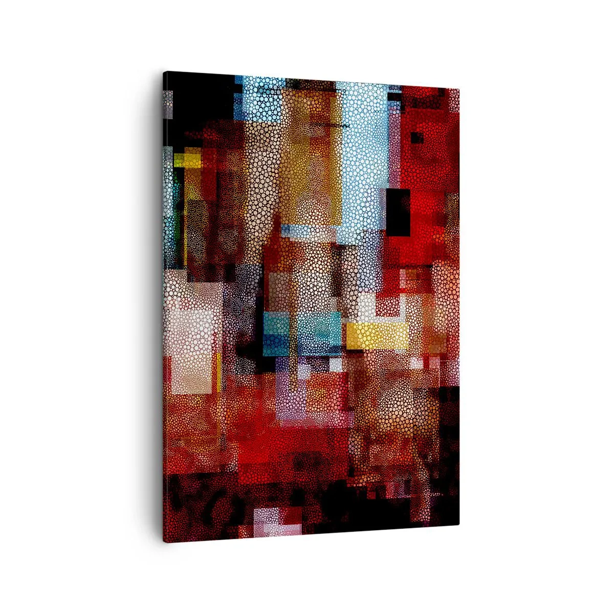 Cuadro sobre lienzo - Impresión de Imagen - Abstracción geométrica en intensos tonos rojos. - 50x70cm - Confusión y desconcierto - Decoración de pared moderna para salón y dormitorio ARTTOR