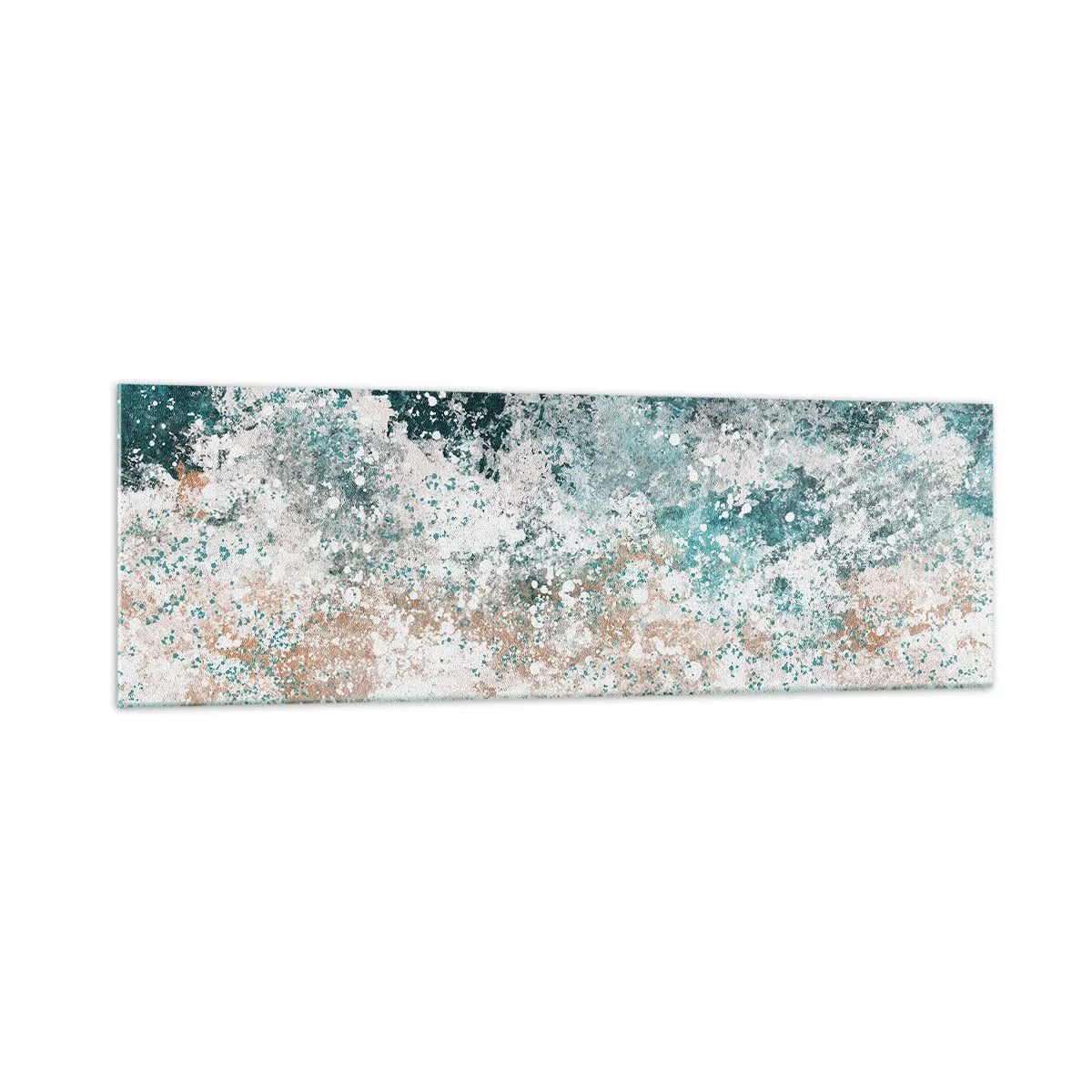 Cuadro sobre vidrio - Impresiones sobre Vidrio - Ola marina abstracta en tonos turquesa y beige - 160x50cm - Historias del mar - Decoración de pared moderna para salón y dormitorio ARTTOR