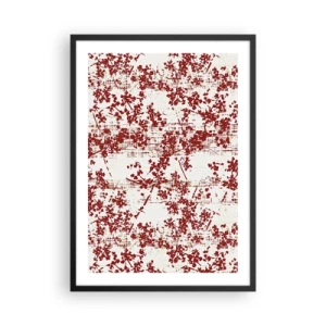 Póster en marco negro - Acentos florales rojos sobre un fondo claro. - 50x70cm - Como un viejo percal - Decoración de pared moderna para salón y dormitorio ARTTOR