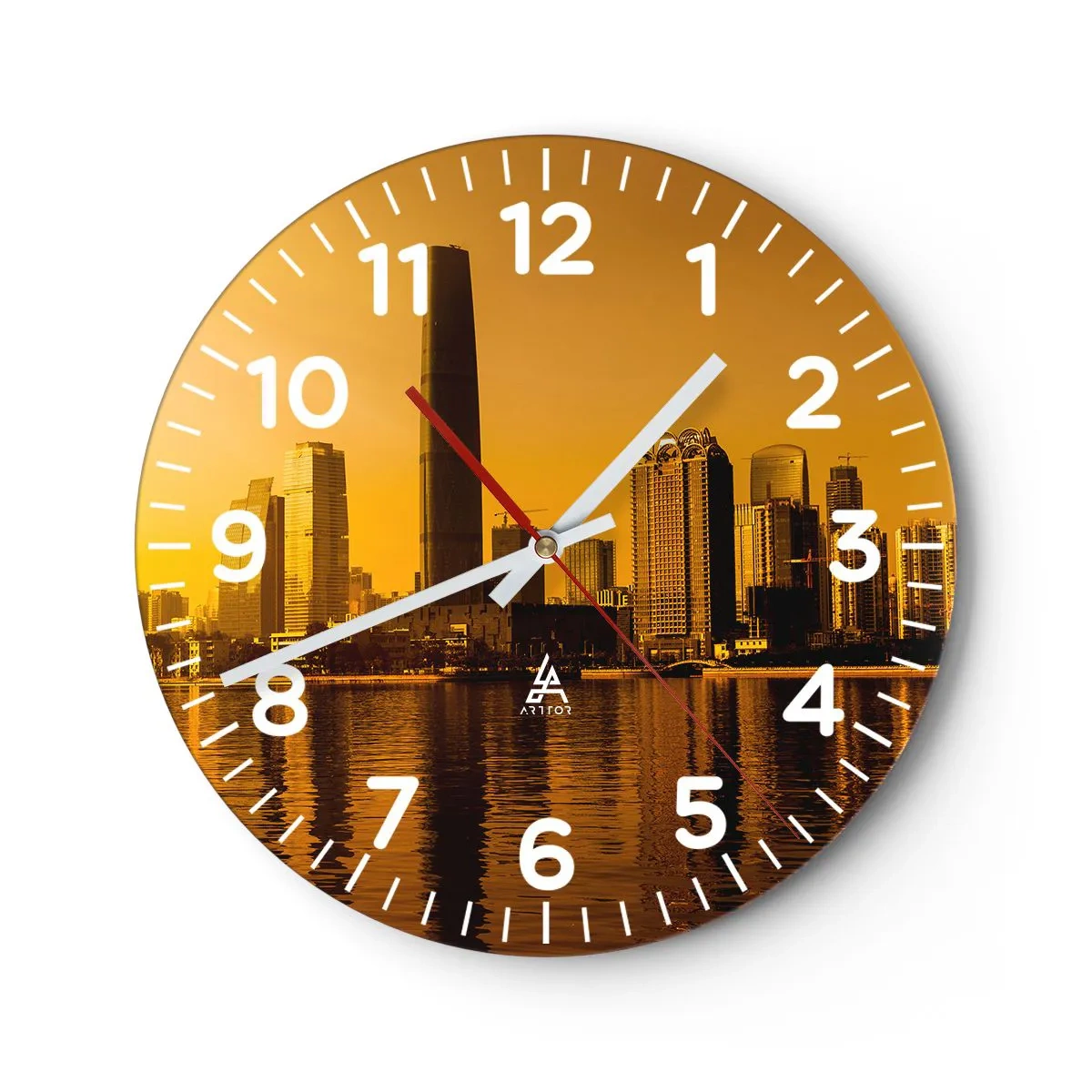 Reloj de pared - Reloj de vidrio - La ciudad dorada - 30x30 cm