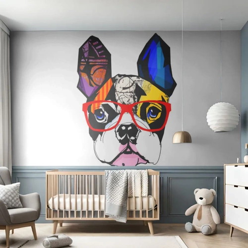 Fotomural Standard Eco - El intelectual - Abstracción, Perro, Bulldog francés - 200x140 cm