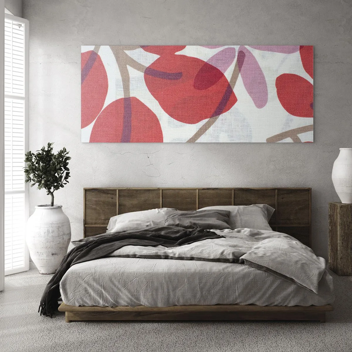 Cuadro sobre vidrio - Impresiones sobre Vidrio - Composición floral en rosa - 100x40 cm