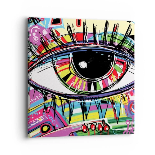 Cuadro sobre lienzo - Impresión de Imagen - Un ojo colorido - un alma colorida - 40x40 cm