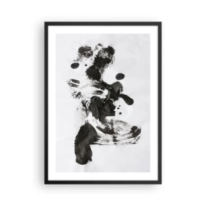 Póster en marco negro - Abstracción en blanco y negro al estilo del expresionismo. - 50x70cm - ¿Un método en la locura? - Decoración de pared moderna para salón y dormitorio ARTTOR