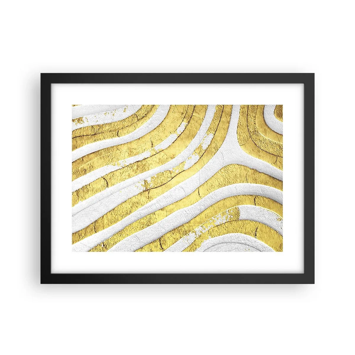 Póster en marco negro - Una composición en blanco y oro - 40x30 cm