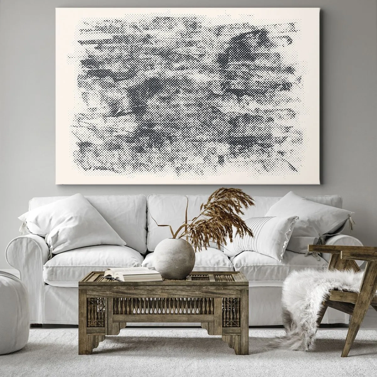 Cuadro sobre lienzo - Impresión de Imagen - Composición abstracta brumosa en tonos grises - 70x50cm - Composición brumosa - Decoración de pared moderna para salón y dormitorio ARTTOR