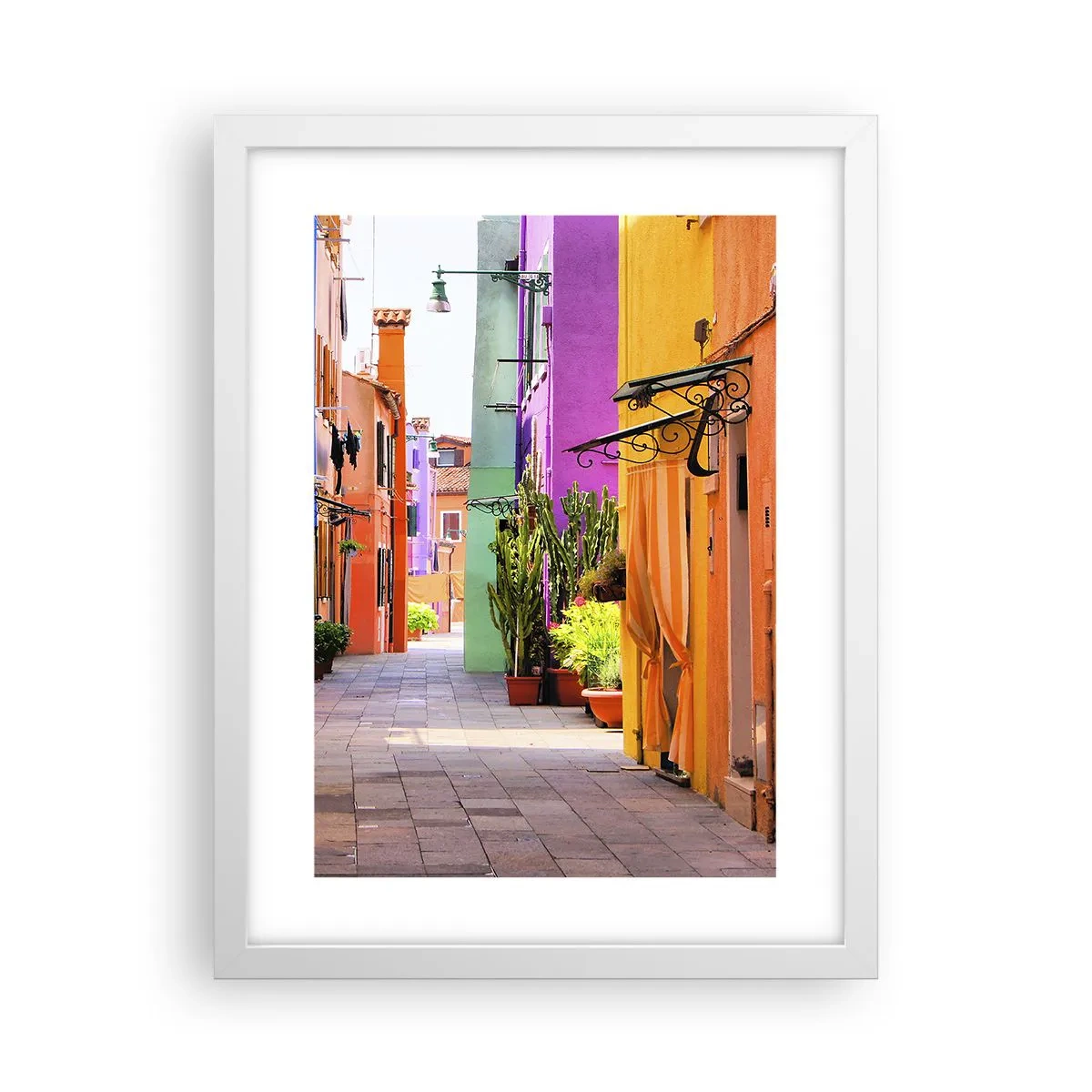 Póster en marco blanco - El callejón arco iris - 30x40 cm