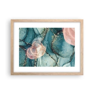 Póster en marco roble claro - Seda azul, tul rosa - 40x30 cm