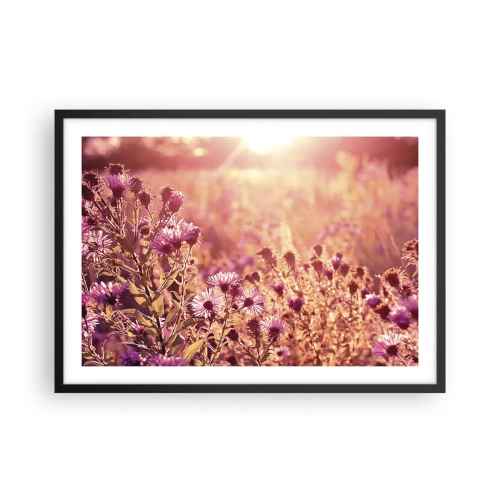 Póster en marco negro - Pradera a la luz del sol poniente - 70x50cm - Antes de que se acabe el verano - Decoración de pared moderna para salón y dormitorio ARTTOR