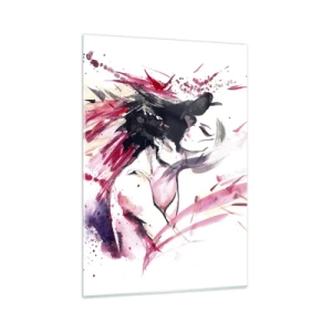 Cuadro sobre vidrio - Impresiones sobre Vidrio - Una figura abstracta en colores dinámicos de acuarela. - 50x70cm - La plenitud del amor - Decoración de pared moderna para salón y dormitorio ARTTOR