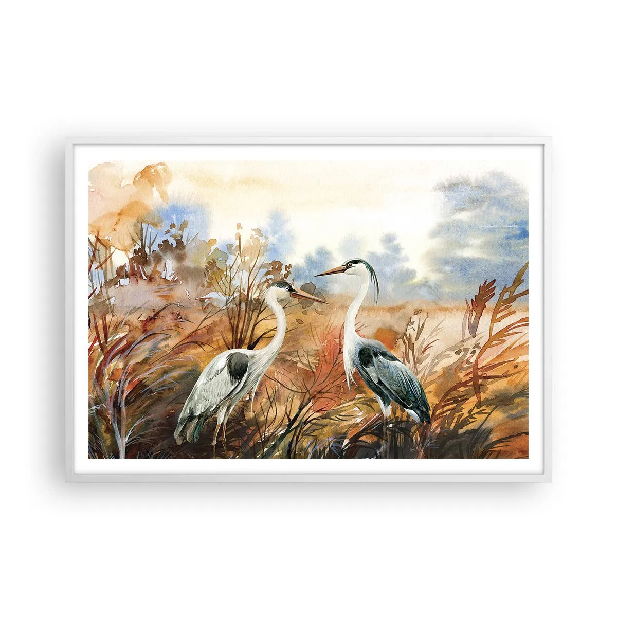 Póster en marco blanco - ¿A dónde nos dirigimos en otoño? - 100x70 cm