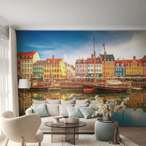 Fotomural Premium Sand - Sobre el agua tan suave como un espejo - Paisaje, Arquitectura, Copenhague - 150x105 cm