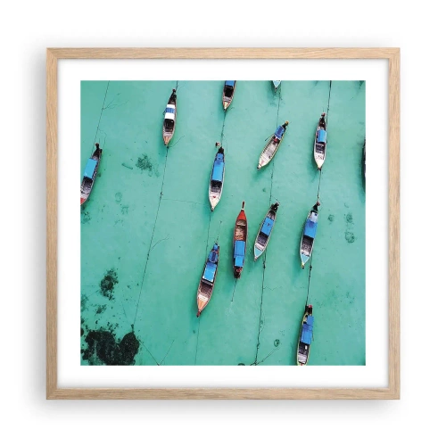 Póster en marco roble claro - En alegre espera - 50x50 cm