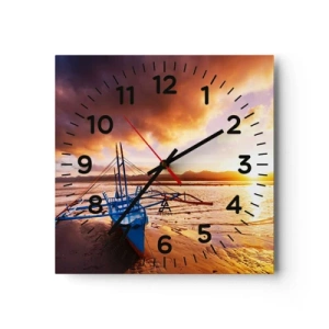 Reloj de pared - Reloj de vidrio - Después de un largo día, relájate en la arena - 40x40 cm