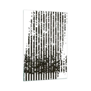 Cuadro sobre vidrio - Impresiones sobre Vidrio - Líneas abstractas con efecto desgastado en blanco y negro. - 70x100cm - Ritmo y ruido - Decoración de pared moderna para salón y dormitorio ARTTOR