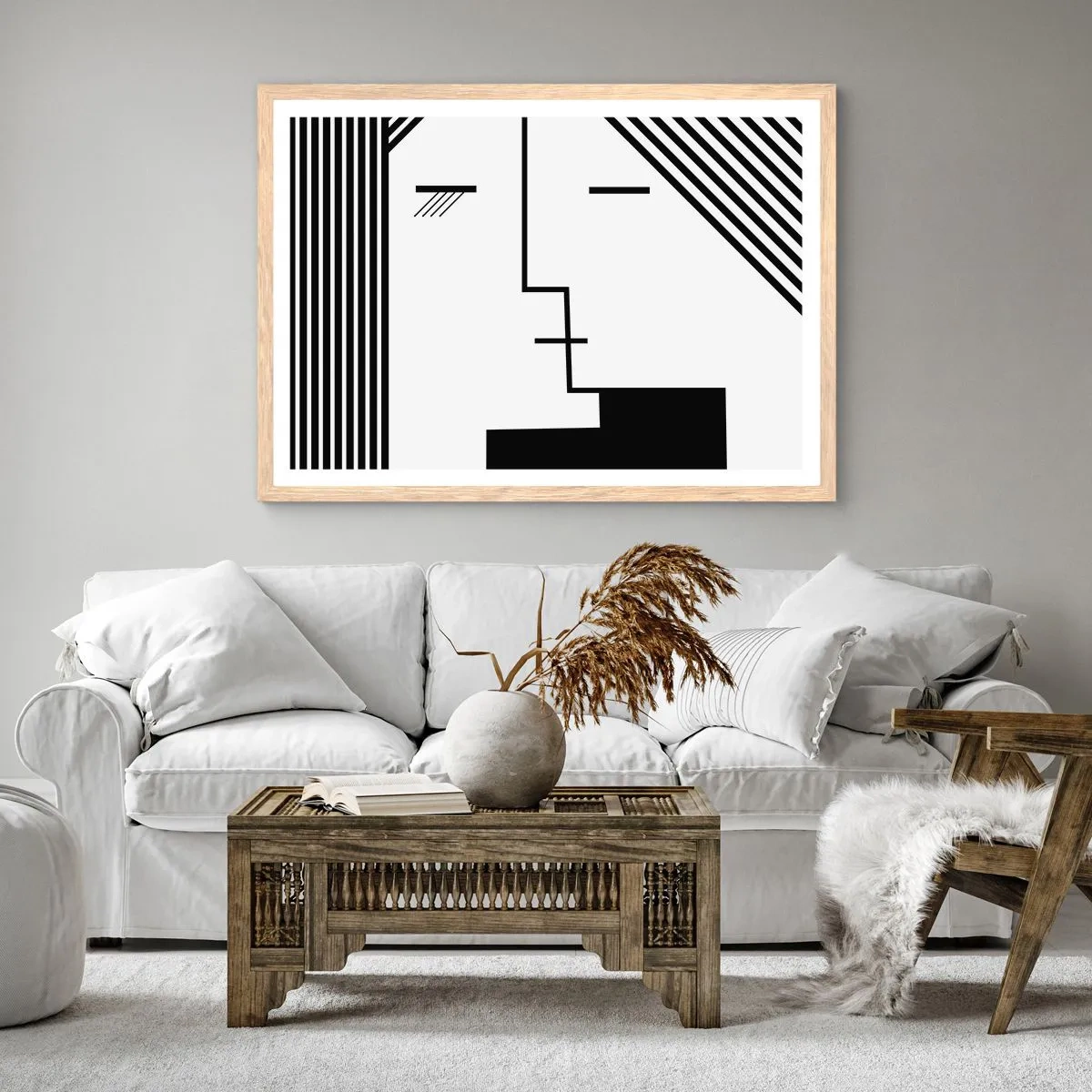 Póster en marco roble claro - Solo un beso - 70x50 cm