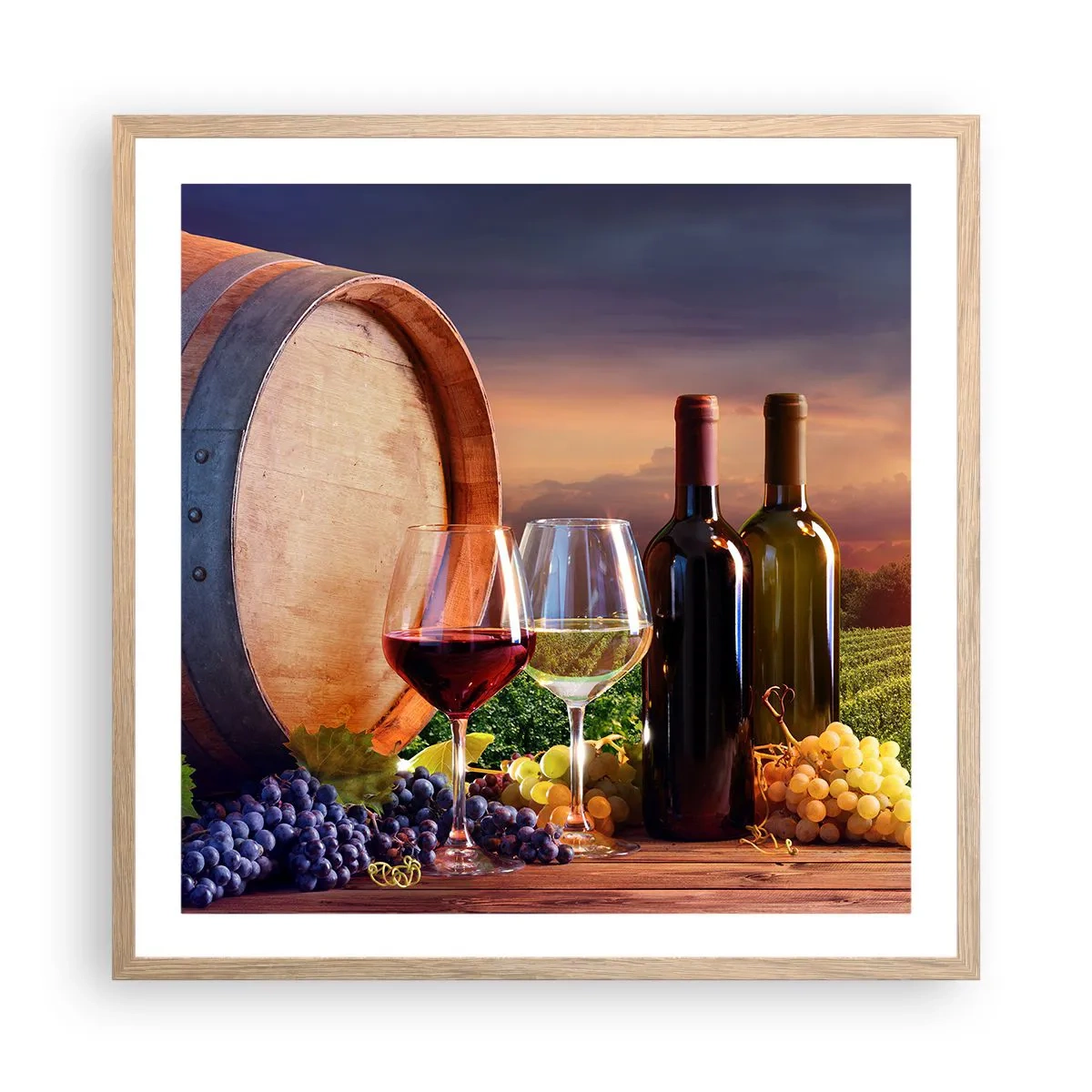 Póster en marco roble claro - Aquí la vida tiene un sabor - 60x60 cm