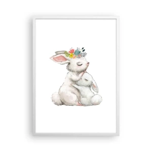 Póster en marco blanco - En ningún lugar mejor que con mamá - 50x70 cm