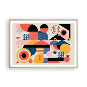 Póster en marco roble claro - Composición: juegos - 100x70 cm