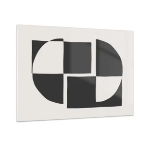 Cuadro sobre vidrio - Impresiones sobre Vidrio - Composición geométrica de formas en blanco y negro. - 100x70cm - Antítesis - síntesis - Decoración de pared moderna para salón y dormitorio ARTTOR