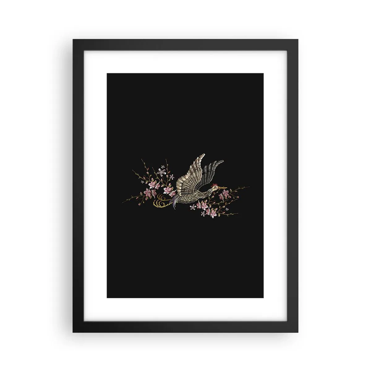 Póster en marco negro - Ave florida - 30x40 cm
