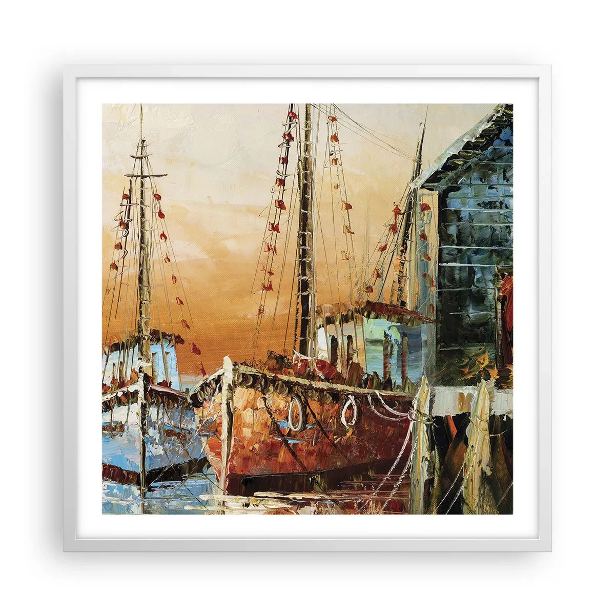 Póster en marco blanco - Regreso pacífico - 60x60 cm