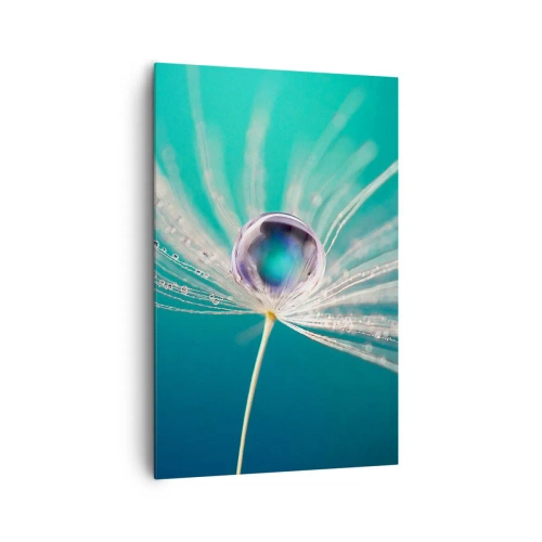 Cuadro sobre lienzo - Impresión de Imagen - Macro de una gota de agua sobre una delicada semilla de diente de león. - 80x120cm - Momento místico - Decoración de pared moderna para salón y dormitorio ARTTOR
