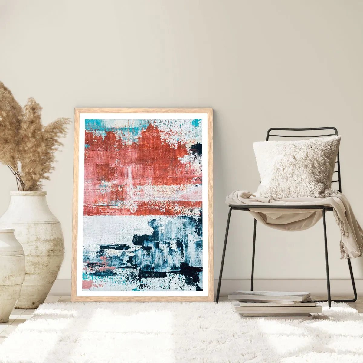 Póster en marco roble claro - Mitad abstracción, mitad abstracción - 50x70 cm
