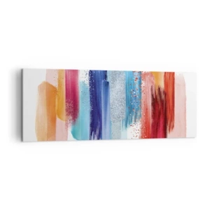Cuadro sobre lienzo - Impresión de Imagen - Pinceladas de colores sobre un fondo blanco - 140x50cm - Arriba y abajo - Decoración de pared moderna para salón y dormitorio ARTTOR