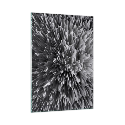 Cuadro sobre vidrio - Impresiones sobre Vidrio - Estructura 3D abstracta en blanco y negro con bordes afilados - 50x70cm - No puede ser más afilado - Decoración de pared moderna para salón y dormitorio ARTTOR