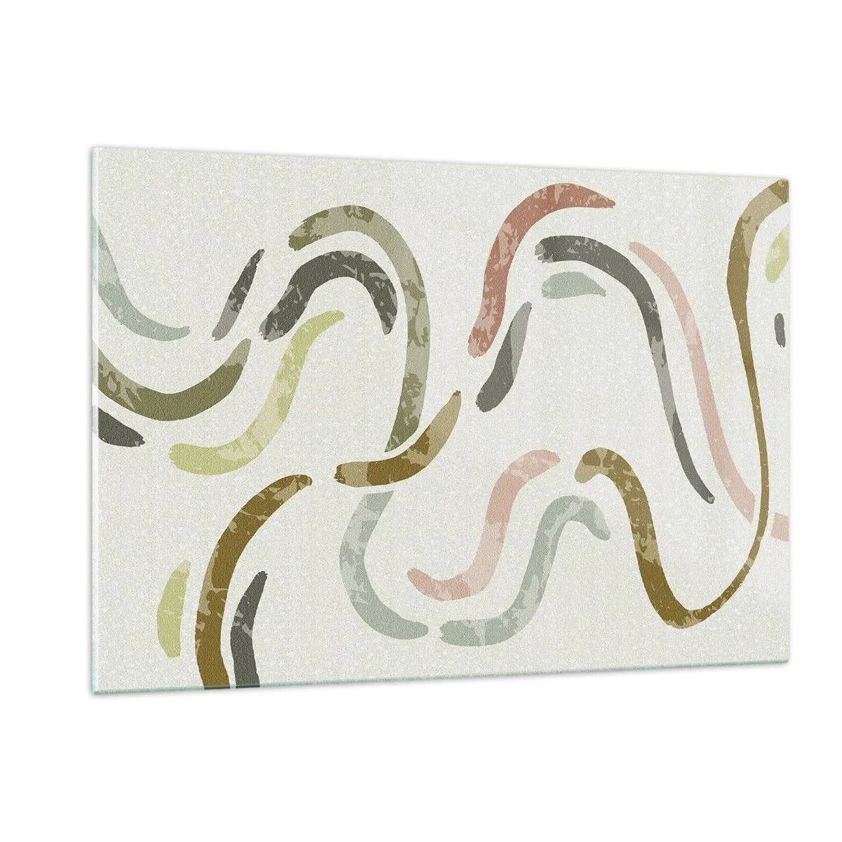 Cuadro sobre vidrio - Impresiones sobre Vidrio - Formas onduladas de colores sobre un fondo claro - 120x80cm - La alegre danza de la abstracción - Decoración de pared moderna para salón y dormitorio ARTTOR