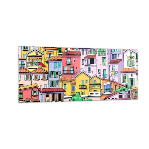 Cuadro sobre vidrio - Impresiones sobre Vidrio - Ciudad alegre - 100x40 cm