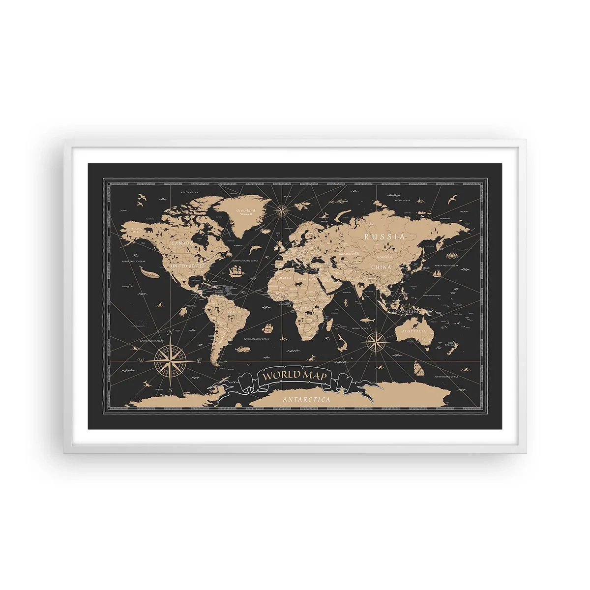 Póster en marco blanco - Las fronteras de mi mundo - 91x61 cm