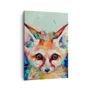 Cuadro sobre lienzo - Impresión de Imagen - Un retrato colorido de un zorro fennec en el estilo de pintura expresiva. - 50x70cm - Mirada penetrante - Decoración de pared moderna para salón y dormitorio ARTTOR