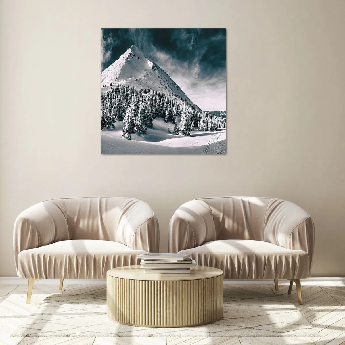 Cuadro sobre vidrio - Impresiones sobre Vidrio - Tierra de nieve y hielo - 70x70 cm