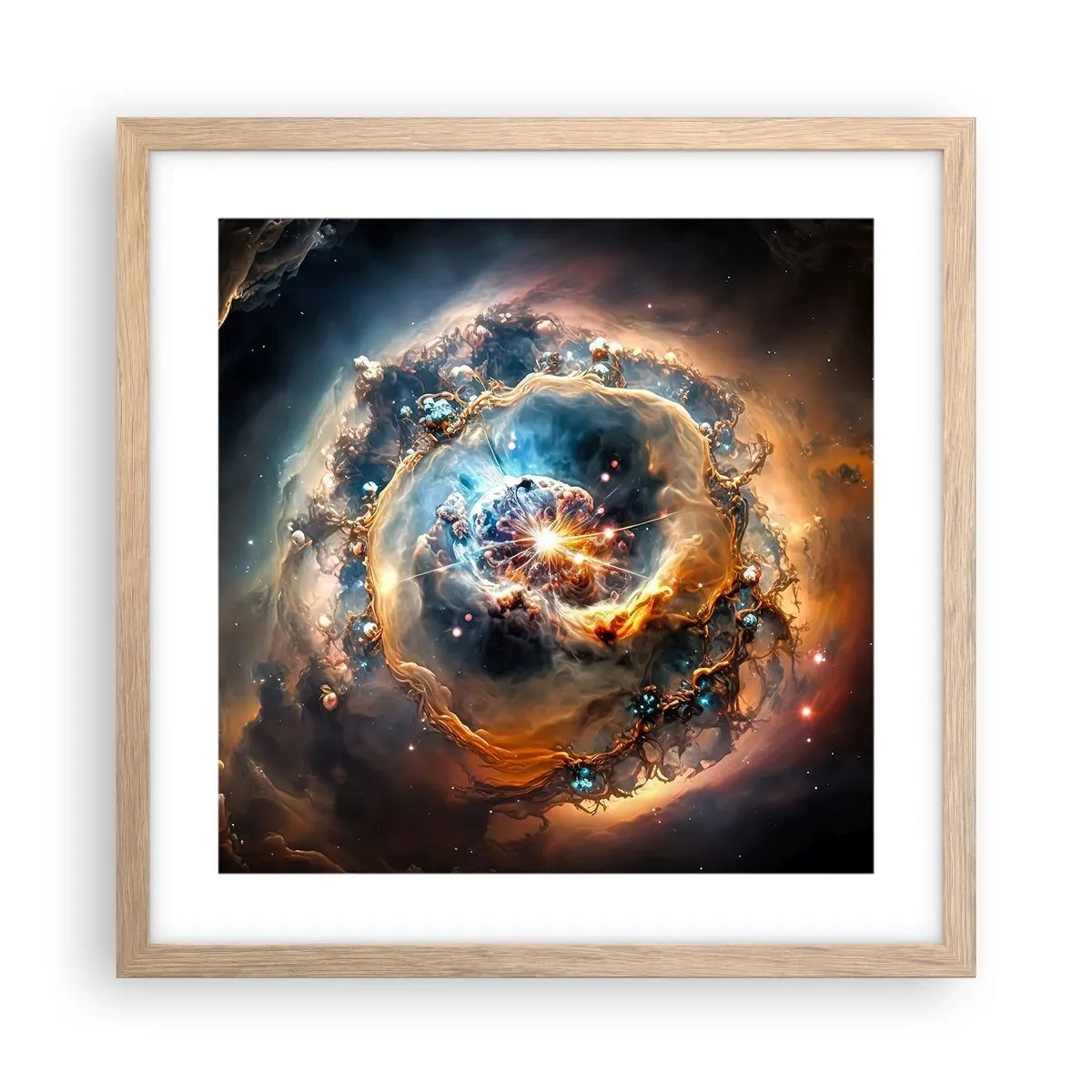 Póster en marco roble claro - El inicio de todo - 40x40 cm