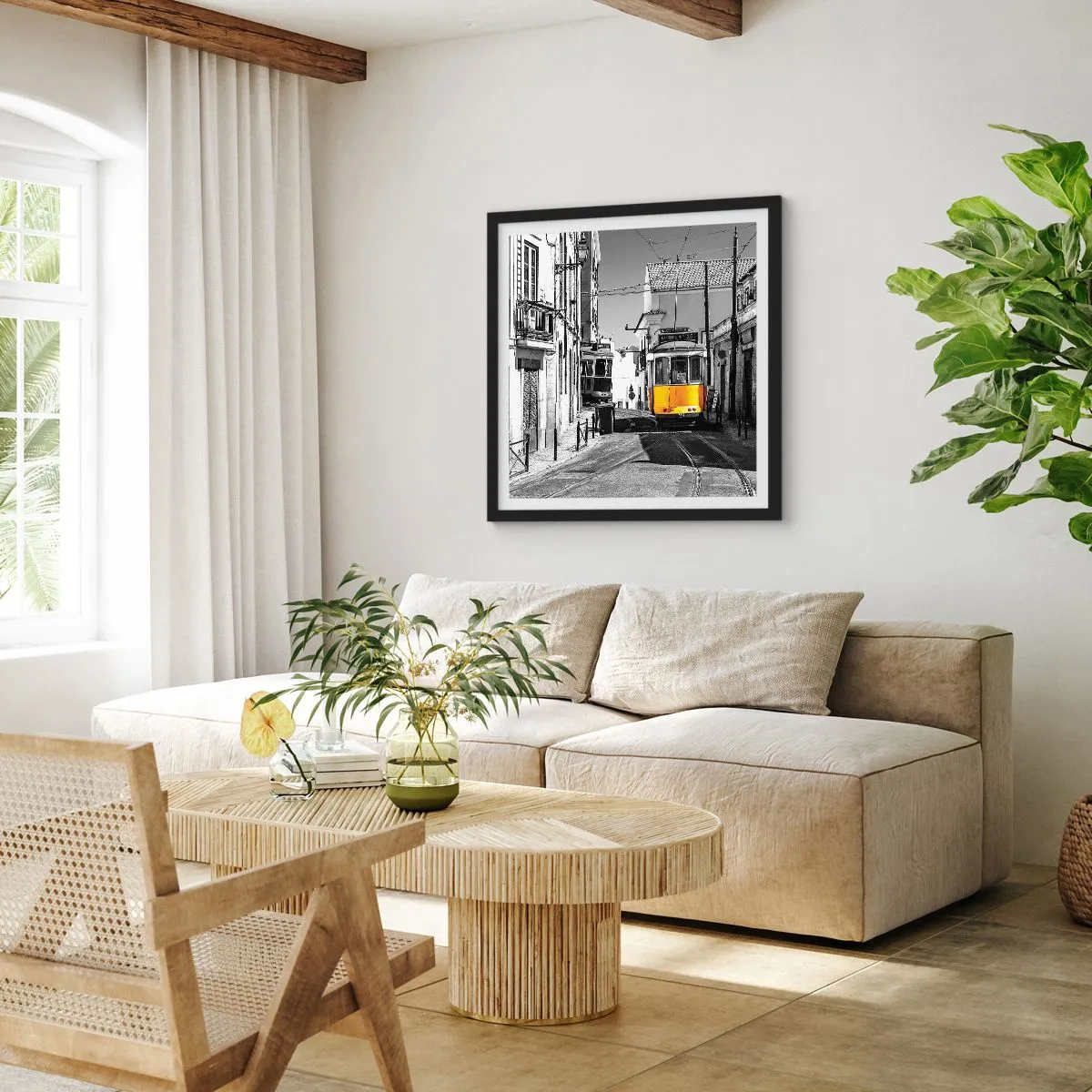 Póster en marco negro - Espíritu de Lisboa - 40x40 cm