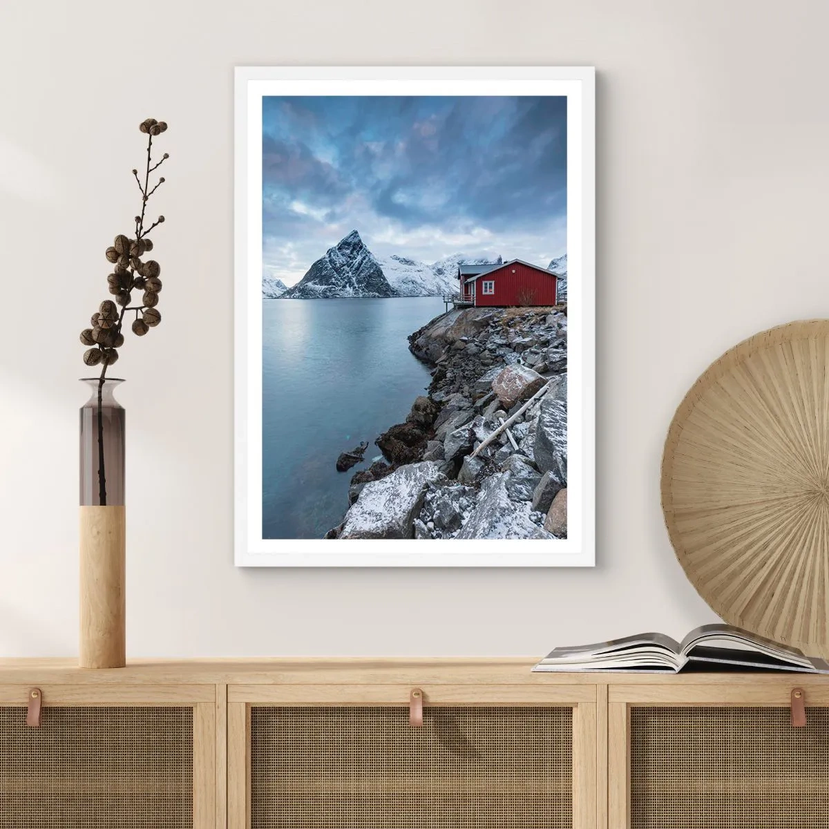 Póster en marco blanco - Paisaje escandinavo - 50x70 cm
